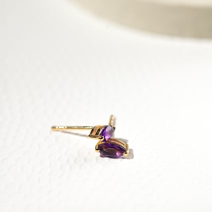 Minimalistické strieborné náušnice s ametystmi Sistine