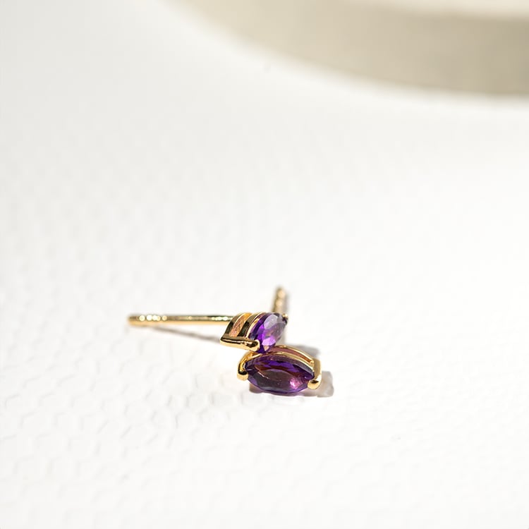 Minimalistické strieborné náušnice s ametystmi Sistine 131399