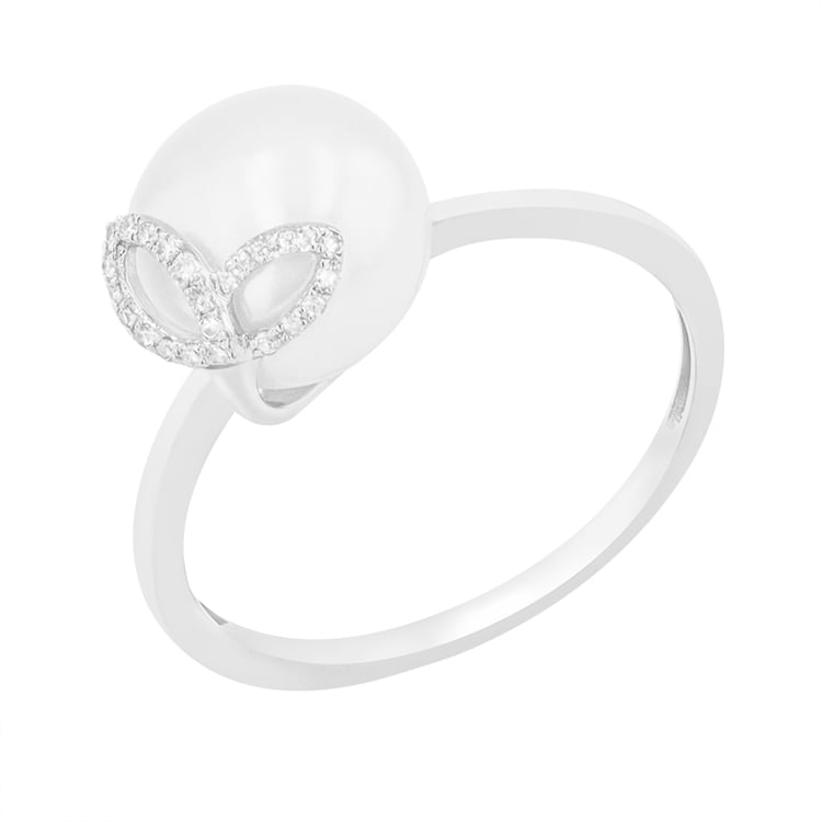 Perlový prsten z bieleho zlata