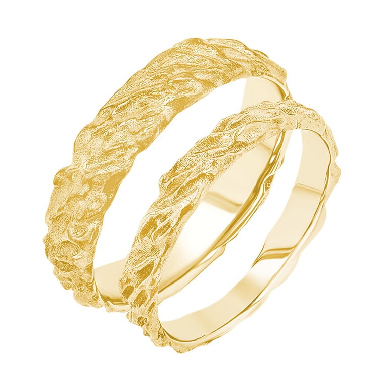 Zlaté svadobné obrúčky s nerovným povrchom Zena 156961