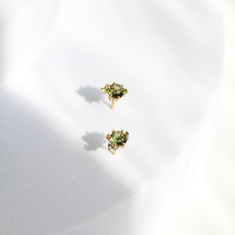 Cluster náušnice s vltavíny, zafíry a diamantmi Alary 143950