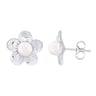 Jemné náušnice v tvare kvetu s bielou perlou a prírodným diamantom Abhishek