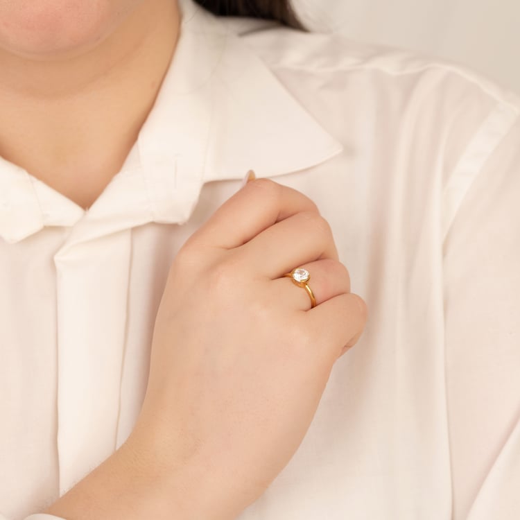 Zlatý prsteň s half-bezel prírodnym diamantom Agrippa 164508