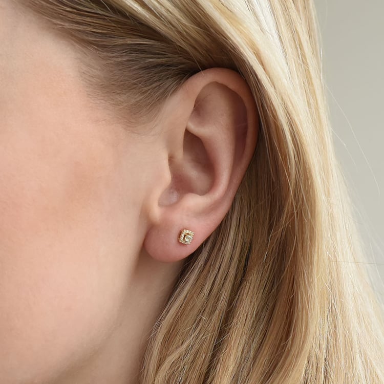 Strieborné akvamarínové náušnice s lab-grown diamantmi Noelle 104108