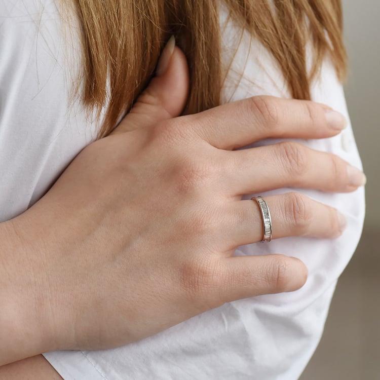 Prsteň s baguette diamantmi zo zlata 96730