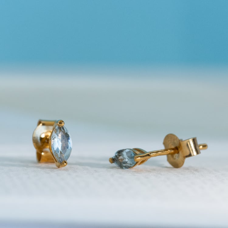 Minimalistické strieborné náušnice s akvamarínmi Sistine 118756