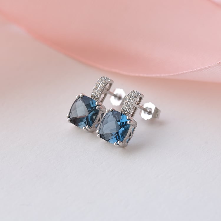 Topásy v náušniciach z bieleho zlata 76094