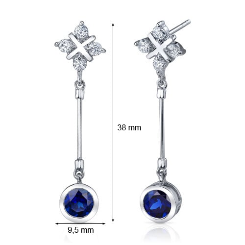 Visiace strieborné náušnice so zafírmi a zirkónmi Zesan 21142