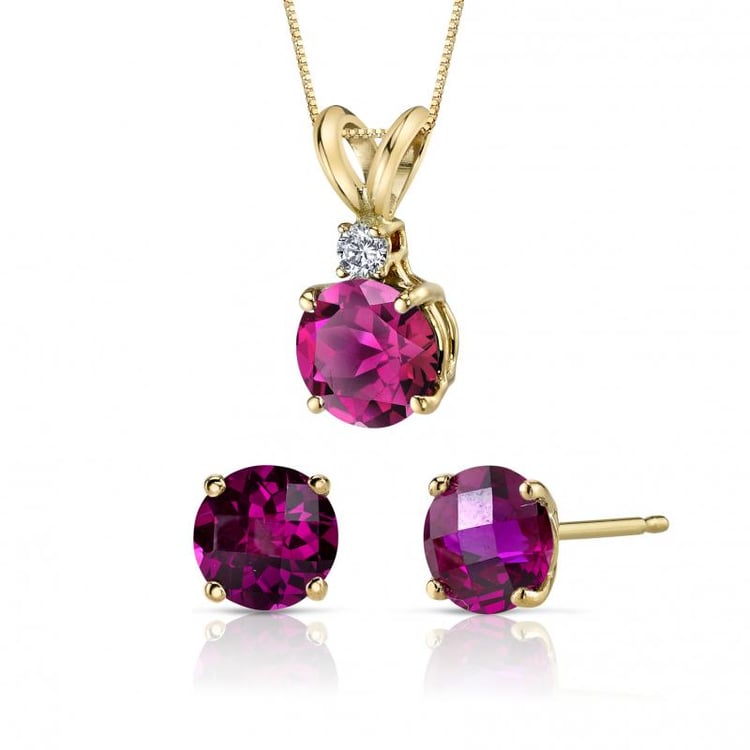 Kolekcia šperkov zo zlata s round rubínmi Axlipe