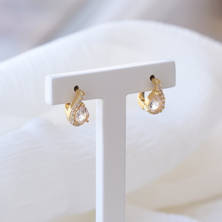 Minimalistické náušnice s Morganit a zirkónmi 67958