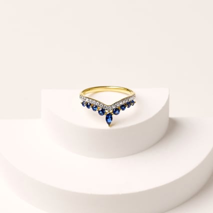 Luxusný zlatý prsteň so zafírmi a lab-grown diamantmi Richa