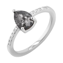 Zlatý prsteň so salt and pepper diamantom a lab-grown diamantmi Munro