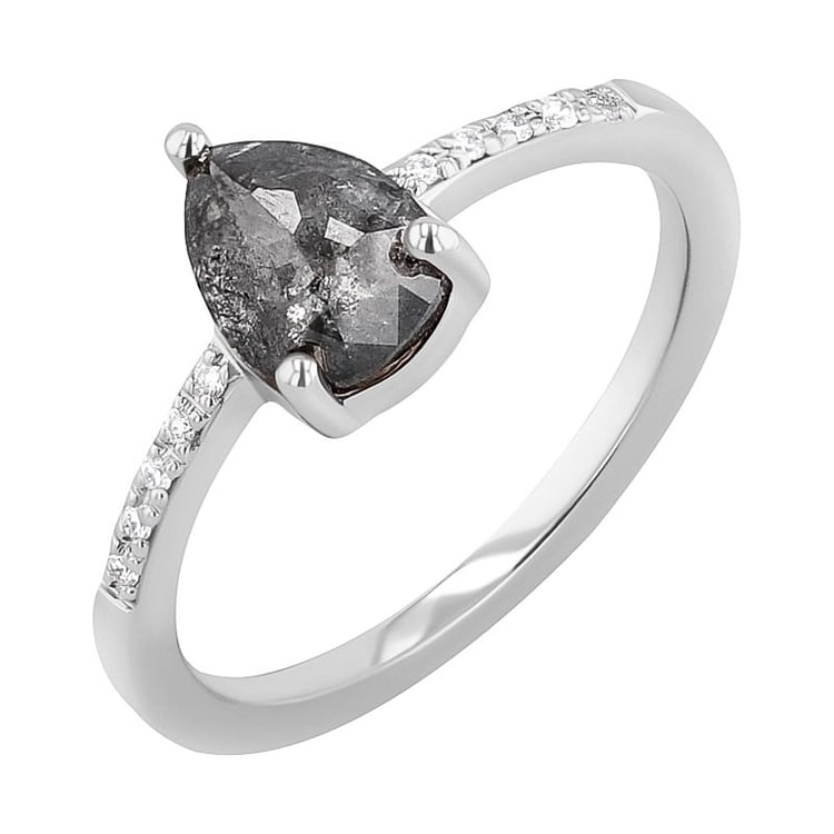 Zlatý prsteň so salt and pepper diamantom a lab-grown diamantmi Munro