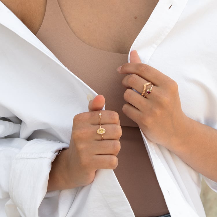 Cluster prsteň s rhodolit granátom, zafírom, morganitom a olivínom Merche 122443