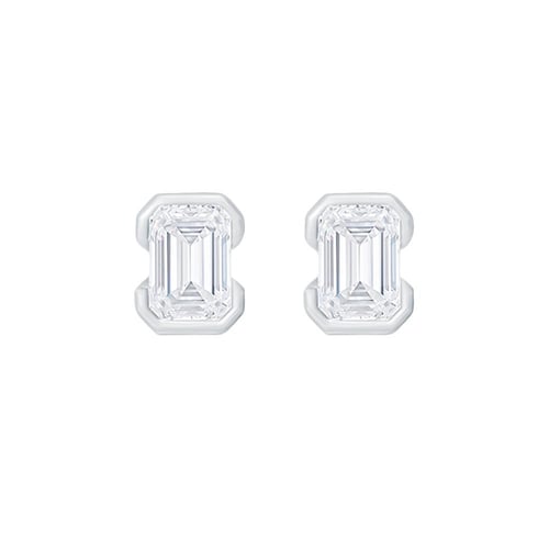 Minimalistické zlaté napichovacie náušnice s emerald diamantom Agata