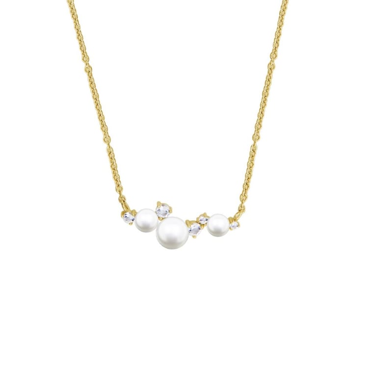 Strieborný perlový náhrdelník s bielymi topásmi