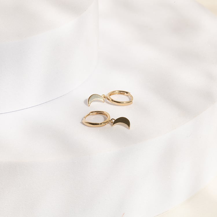 Strieborné kruhové náušnice s mesiačikmi Aibek 142876