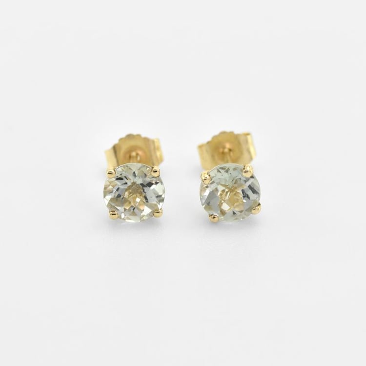 Náušnice zo žltého zlata s round ametystmi 45099