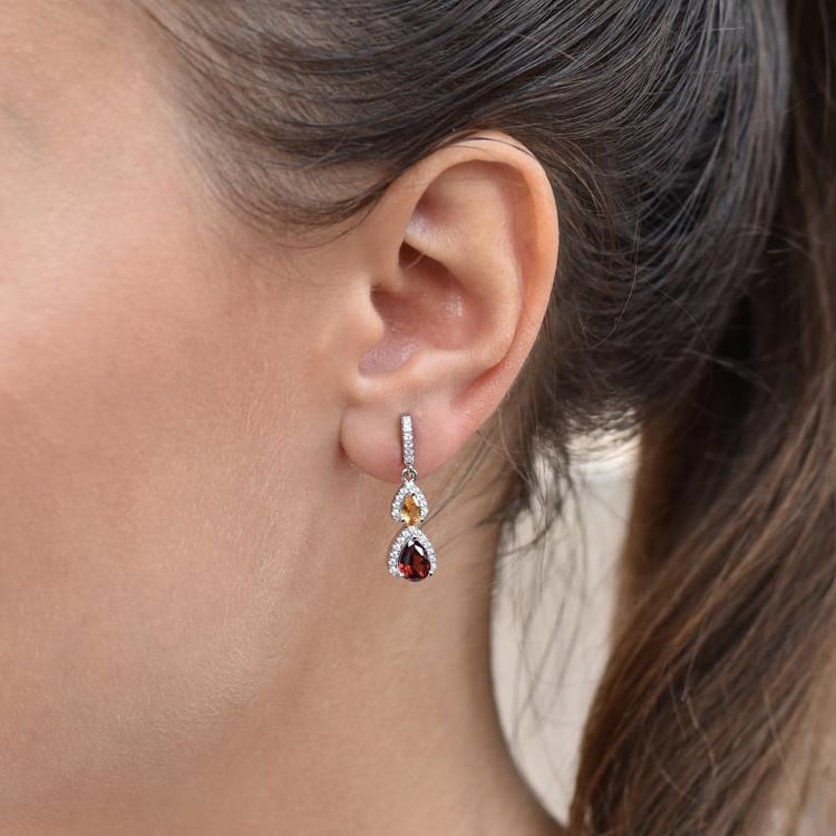 Náušnice zo striebra s drahokamami 34787