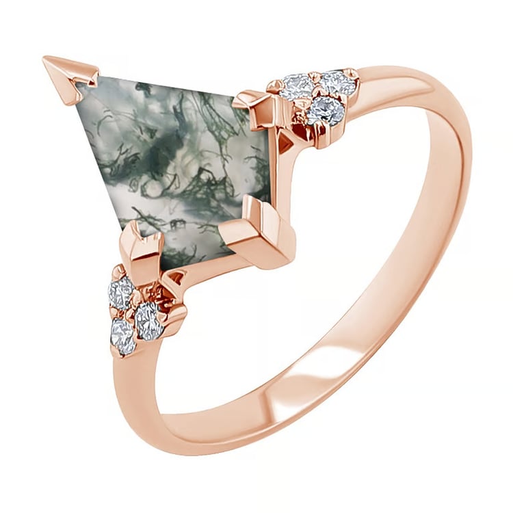 Jedinečný rozvodový prsteň s machovým achátom Floki 164732