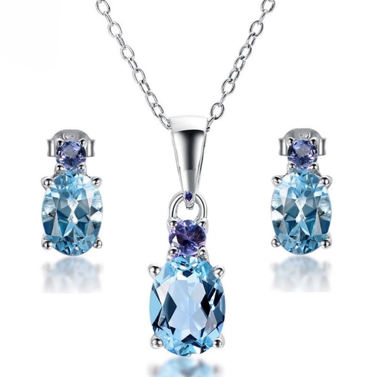 Strieborná kolekcia šperkov s topásmi a tanzanitmi Maithi