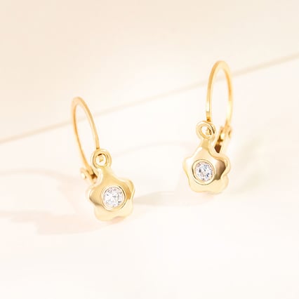 Zlaté detské náušnice s kvetinkou Lily