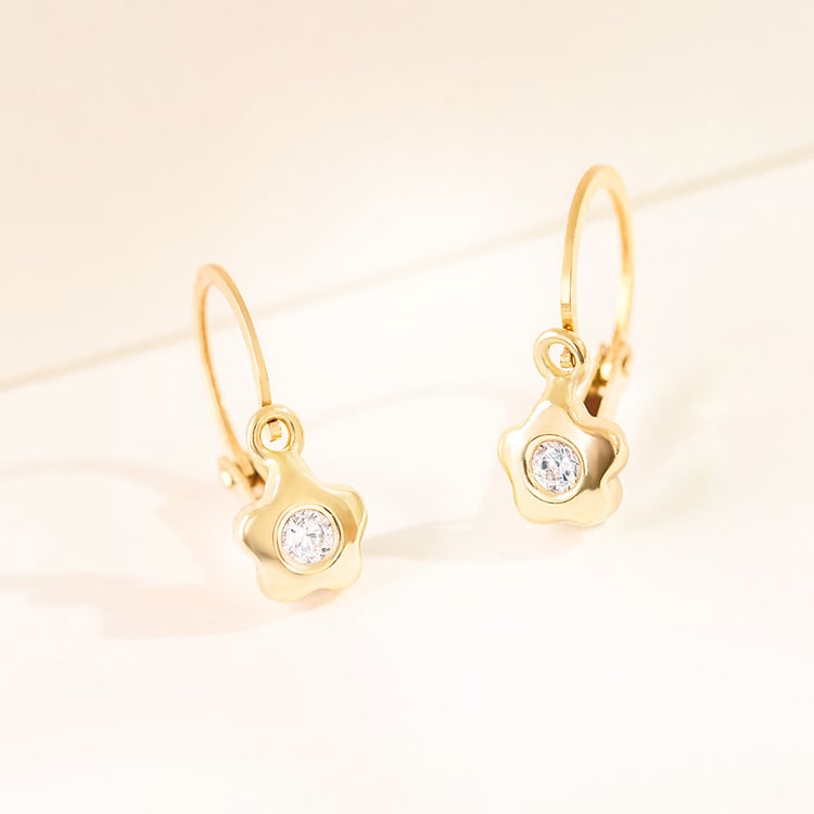 Zlaté detské náušnice s kvetinkou Lily 164342