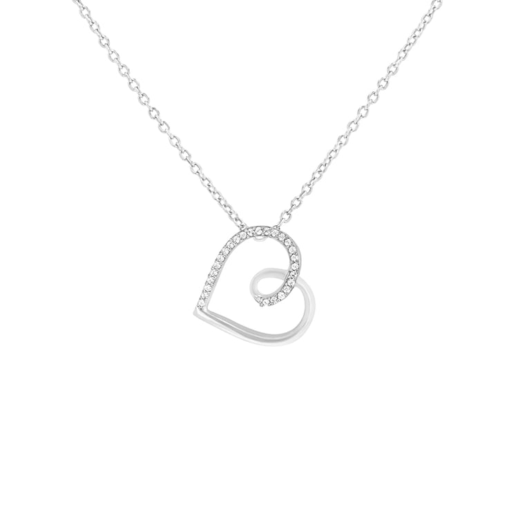 Romantický prívesok s diamantmi z bieleho zlata 79696