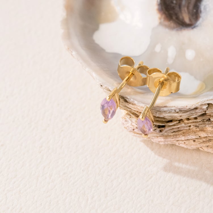 Minimalistické strieborné náušnice s ružovými ametystmi Sistine 101045