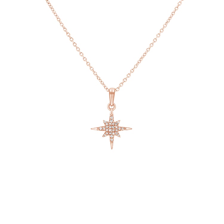 Náhrdelník v tvare diamantové hviezdy z ružového zlata 80559