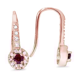 Visiace diamantové náušnice s rubínmi Ivoire