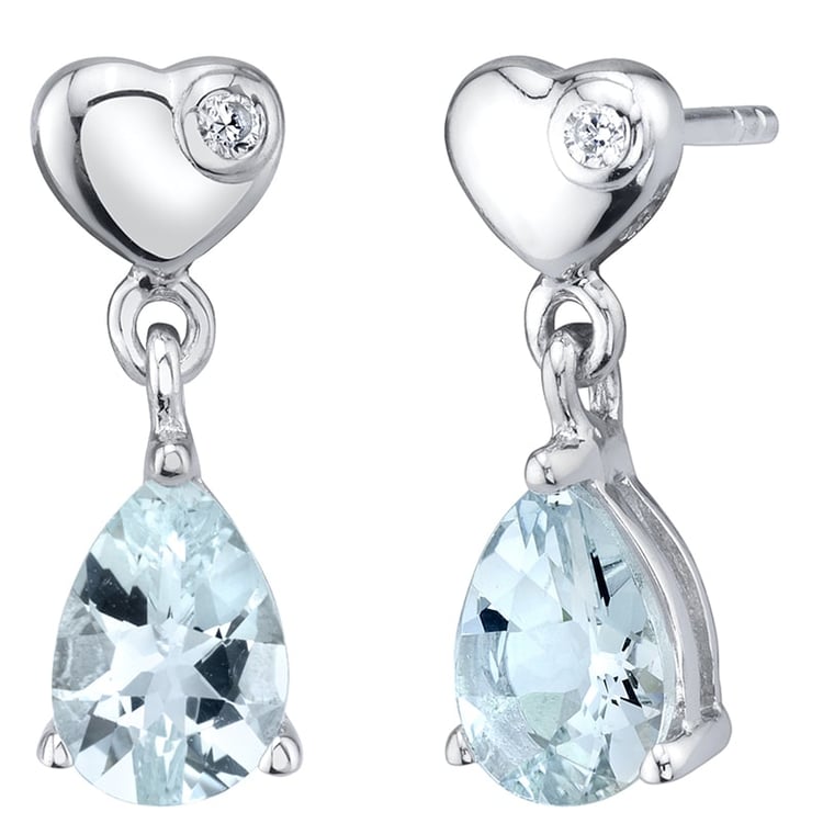 Strieborné akvamarínové náušnice so srdiečkom Abhay
