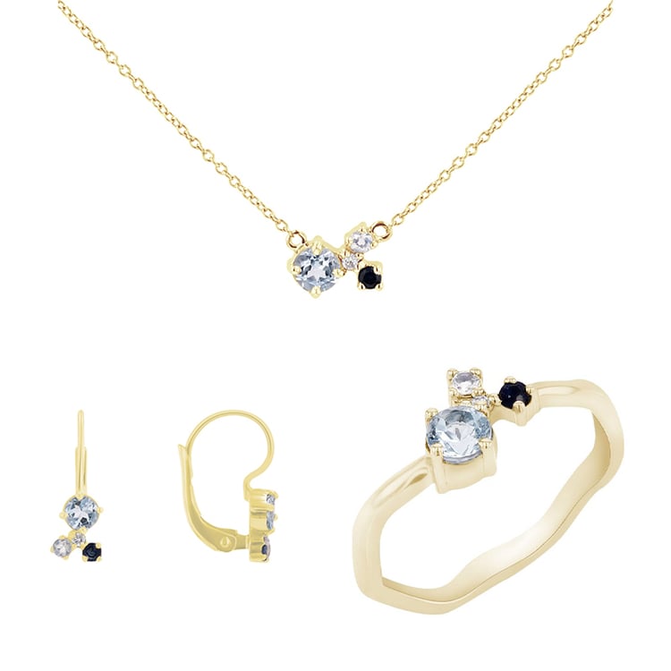 Kolekcia šperkov s akvamarínmi, zafírmi, mesačnými kameňmi a diamantmi Halli 111545