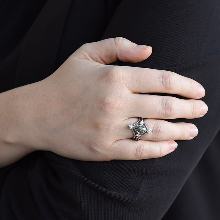 Set jedinečných prstenů so salt and pepper diamantom Manny 95941