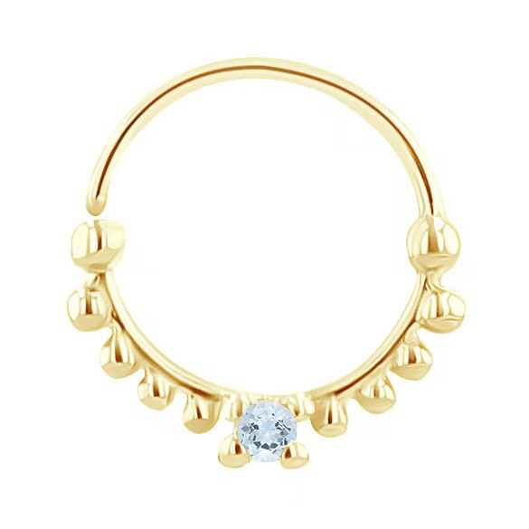 Zlatý septum piercing s akvamarínom Arla