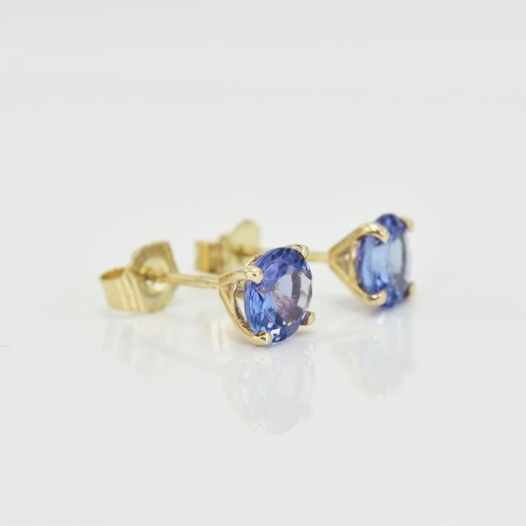 Zlaté náušnice s tanzanitmi 14297