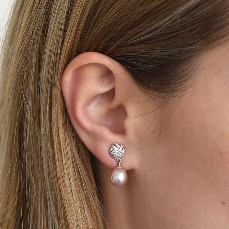 Náušnice s levandulovými perlami a zirkóny 83569