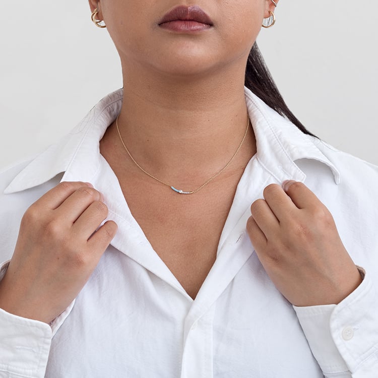 Modrý keramický náhrdelník s diamantmi Blazie 128500