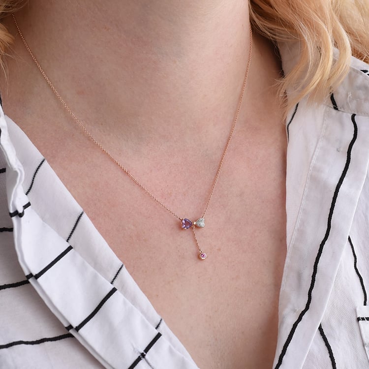 Roztomilá kolekcia šperkov s ametystmi, zafírmi a diamantmi Padilla 106247