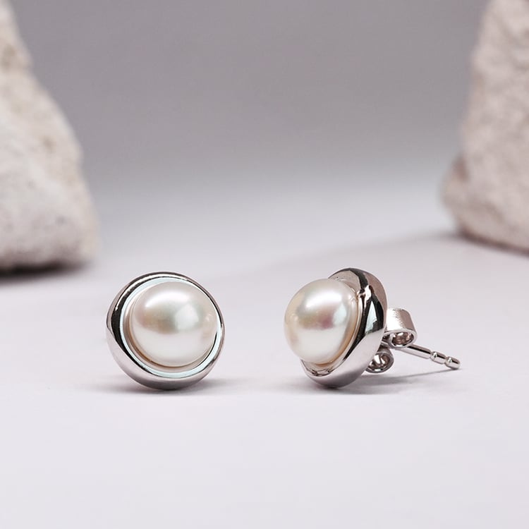 Strieborné napichovacie náušnice s perlami Jelina 116044