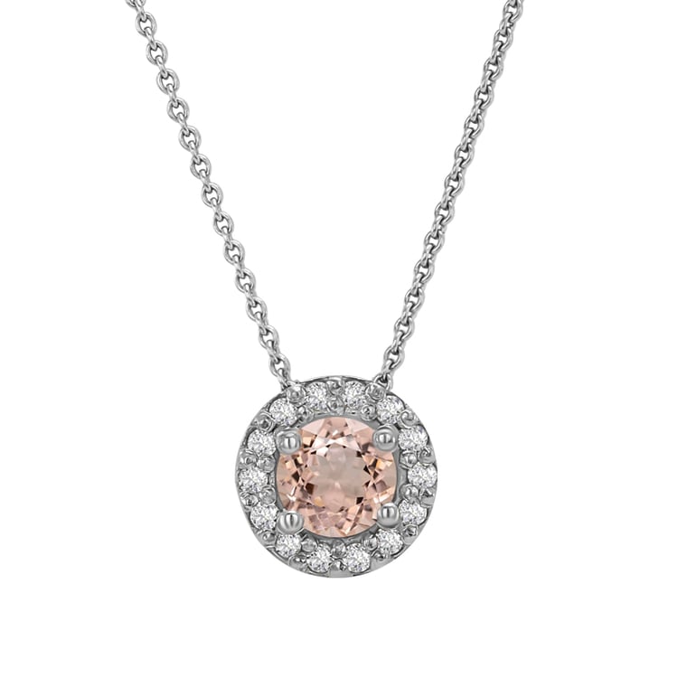 Zlatý náhrdelník v halo štýle s morganitom a diamantmi 32244