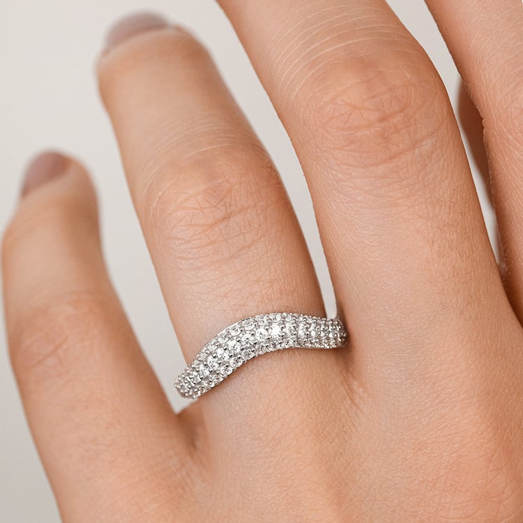 Half eternity zvlnený zlatý prsteň s lab-grown diamantmi Sven 160654