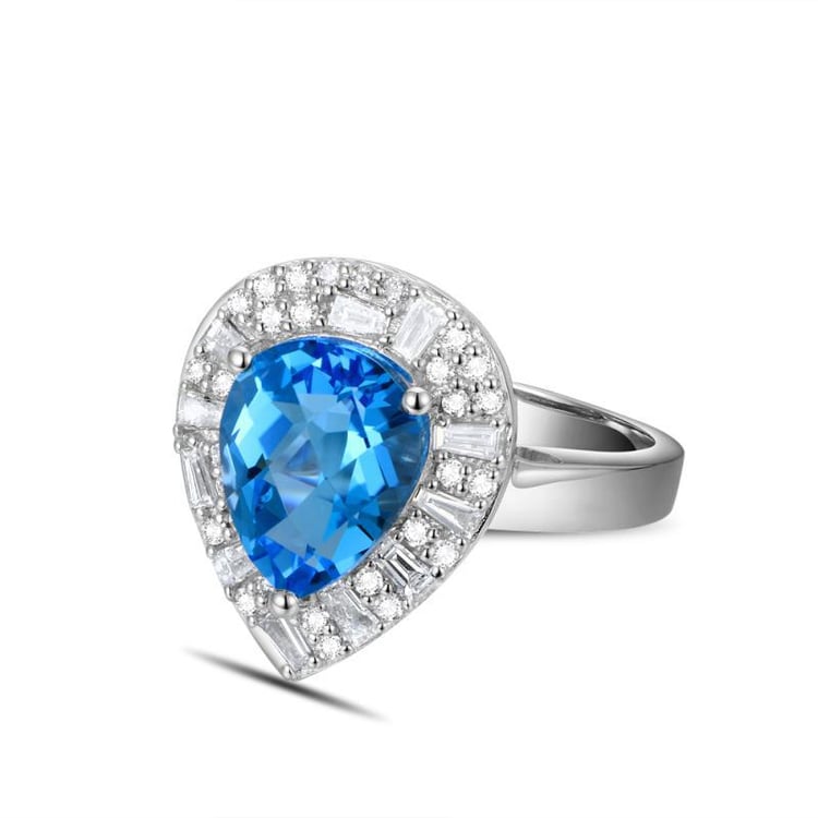 Modrý topás v zlatom prsteni Evani 10025