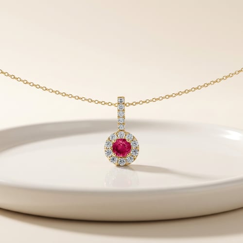 Strieborný elegantný prívesok s rubínom a lab-grown diamantmi Jack