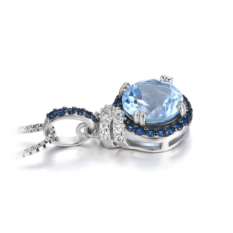 Strieborný náhrdelník s modrým topásom 19379