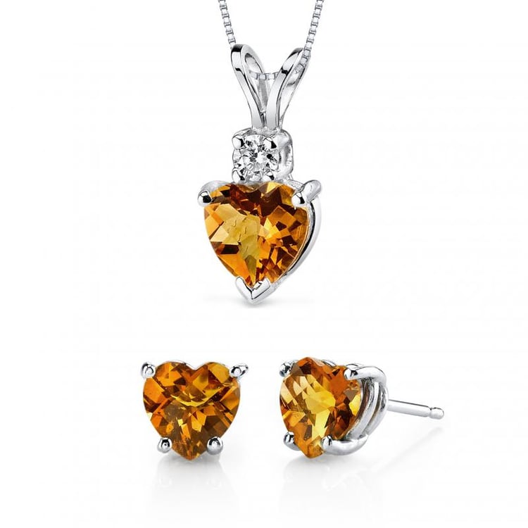 Zlatá srdiečková kolekcia s citrínmi Vitecyone