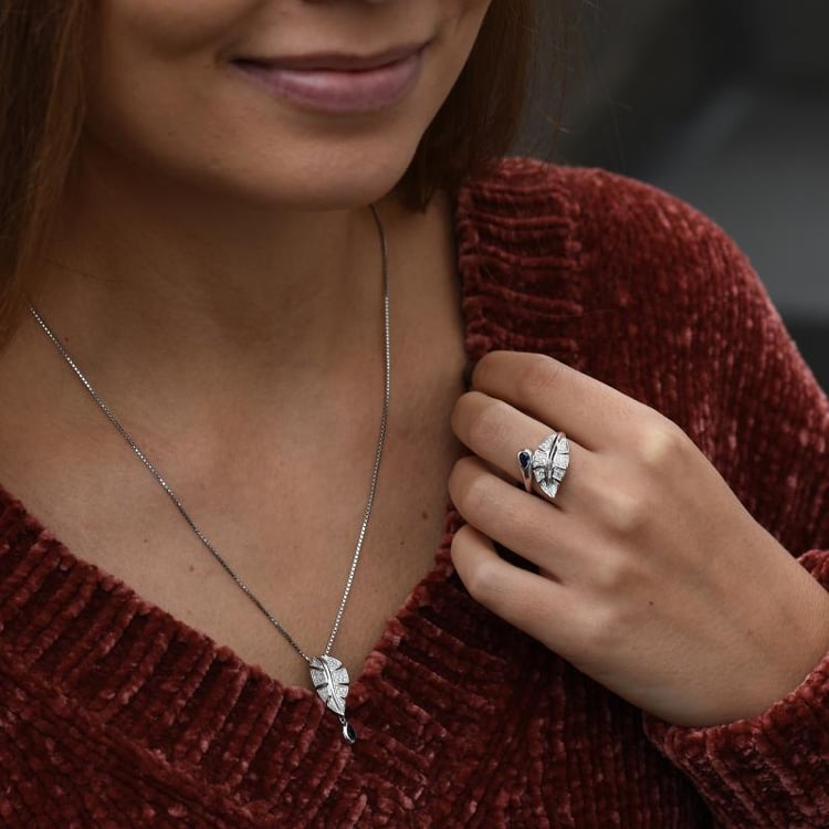 Strieborná kolekcia so zafírmi a zirkónmi 50044