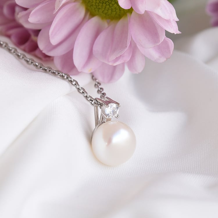 Perlový prívesok so zirkónem zo striebra 83591