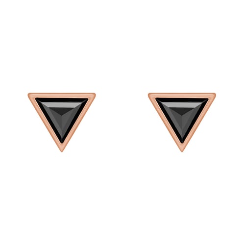 Zlaté náušnice s triangle čiernymi diamantmi Tepfier