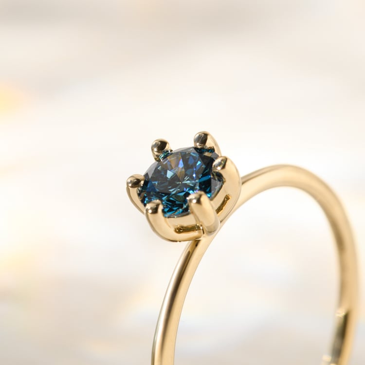 Zásnubný prsteň s certifikovaným fancy blue lab-grown diamantom Birdie 140484